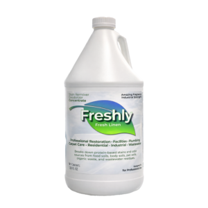 Professional organic enzyme stain remover and deodorizer concentrate. Breaks down protein-based odors at the source. Designed for restoration, facilities, plumbing, carpet care, and wastewater applications.